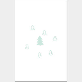 Snowy Forest Teal Posters and Art